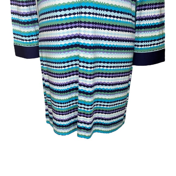 Tory Burch Silk Knit Blue Striped Tunic Mini Column Dress - M - Picture 4 of 11